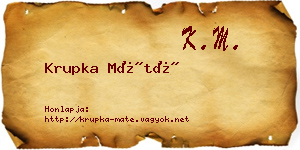 Krupka Máté névjegykártya